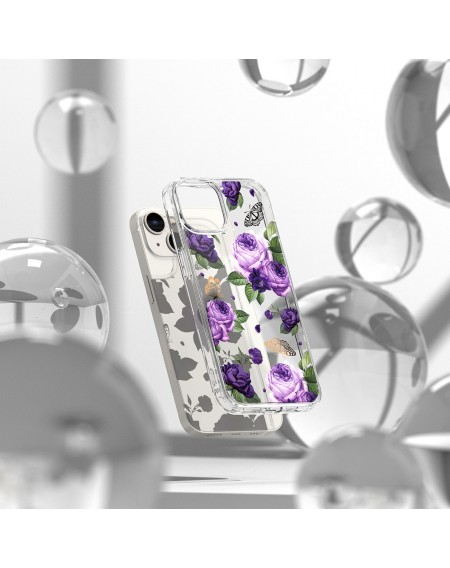 Ringke Fusion Design Armored Case Cover with Gel Frame for iPhone 14 Plus transparent (Purple rose) (FD637E29)