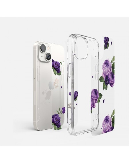 Ringke Fusion Design Armor Case Cover with Gel Frame for iPhone 14 transparent (Purple rose) (FD633E29)