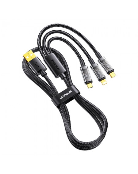 Joyroom 3in1 USB cable - USB Type C / Lightning / micro USB 3.5 A 1.2m black (S-1T3015A5)