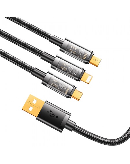 Joyroom 3in1 USB cable - USB Type C / Lightning / micro USB 3.5 A 1.2m black (S-1T3015A5)