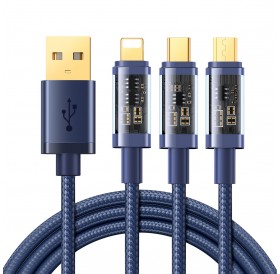 Joyroom 3in1 USB cable - USB Type C / Lightning / micro USB 3.5 A 1.2m blue (S-1T3015A5)