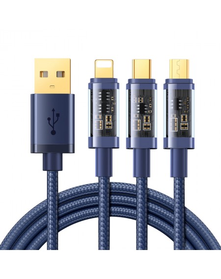 Joyroom 3in1 USB cable - USB Type C / Lightning / micro USB 3.5 A 1.2m blue (S-1T3015A5)