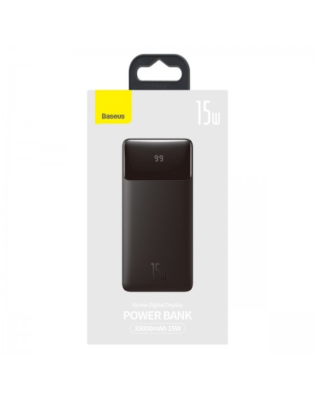 Baseus Bipow powerbank with display 10000mAh 15W black (Overseas Edition) + USB-A - Micro USB 0.25m cable black (PPBD050001)