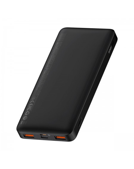Baseus Bipow Fast Charging Power Bank 10000mAh 20W Black (Overseas Edition) + USB-A - Micro USB 0.25m Black Cable (PPBD050301)
