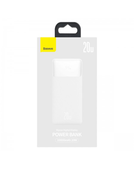 Baseus Bipow Fast Charging Power Bank 10000mAh 20W white (Overseas Edition) + USB-A - Micro USB cable 0.25m white (PPBD050502)