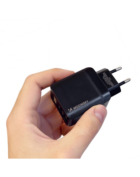 Wozinsky USB charger with 2 ports (USB, USB C) 20 W black