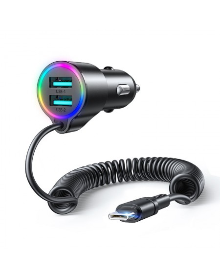 Joyroom 3-in-1 fast car charger with USB-C cable 1.5m 17W black (JR-CL24)