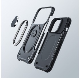 Joyroom Dual Hinge case iPhone 14 Pro Max armored case with a stand and a ring holder black