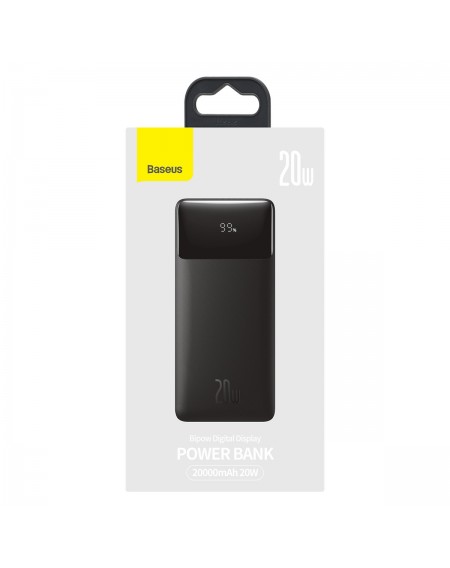 Baseus Bipow Fast Charging Power Bank 20000mAh 20W Black (Overseas Edition) + USB-A - Micro USB 0.25m Black Cable (PPBD050501)
