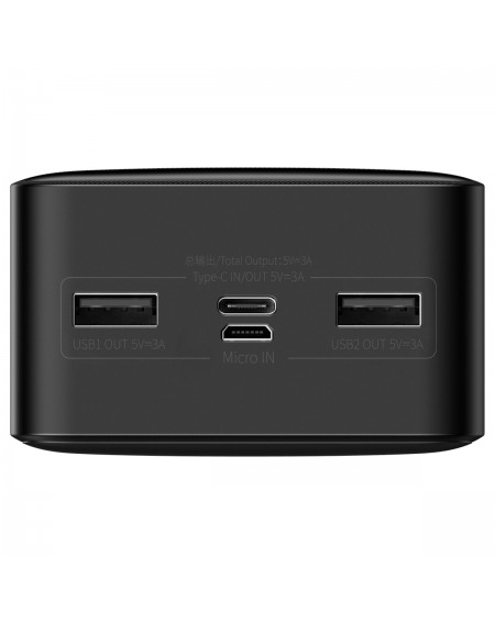 Baseus Bipow powerbank with display 30000mAh 15W black (Overseas Edition) + cable USB-A - Micro USB 0.25m black (PPBD050201)