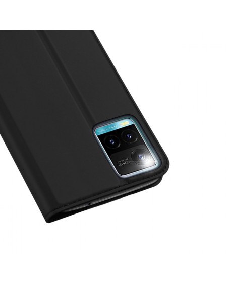 Dux Ducis Skin Pro Case For Vivo Y35 / Vivo Y22 / Vivo Y22s Cover Flip Card Wallet Stand Black