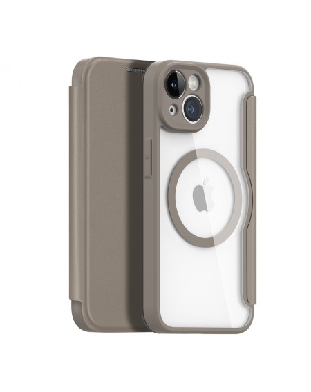 Dux Ducis Skin X Pro case iPhone 14 MagSafe magnetic flip cover beige