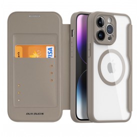 Dux Ducis Skin X Pro case iPhone 14 Pro Max MagSafe magnetic flip cover beige