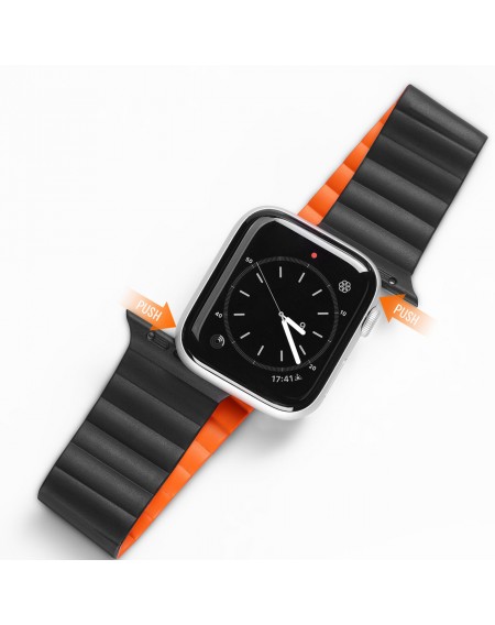 Dux Ducis Magnetic Strap Apple Watch Ultra Magnetic Bracelet Band Black & Orange (Chain Version)