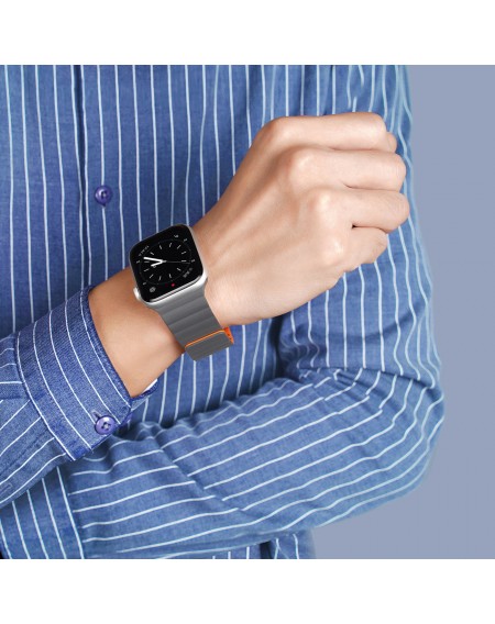 Dux Ducis Magnetic Strap Apple Watch Ultra Magnetic Bracelet Gray Orange Strap (Chain Version)