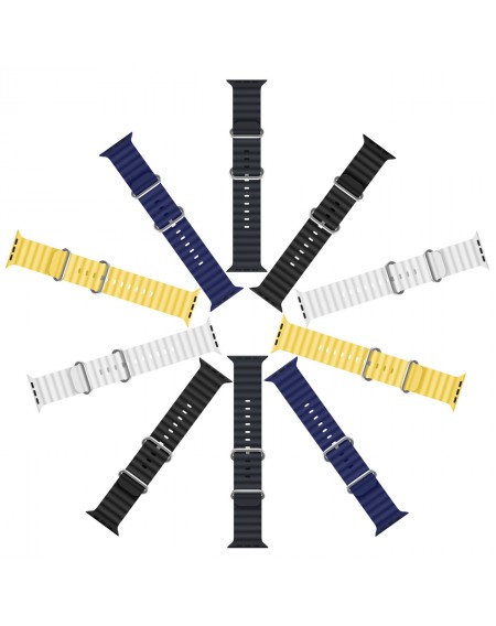 Dux Ducis Strap Watch Strap 8 / 7 / 6 / 5 / 4 / 3 / 2 / SE (45 / 44 / 42mm) Silicone Band Bracelet Black (OceanWave Version)