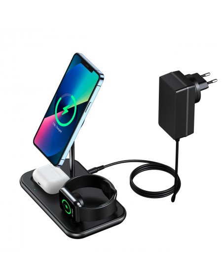 Choetech MFM MFi charger/inductive charging station 3in1 iPhone 12/13/14, AirPods Pro, Apple Watch gray (T589-F)