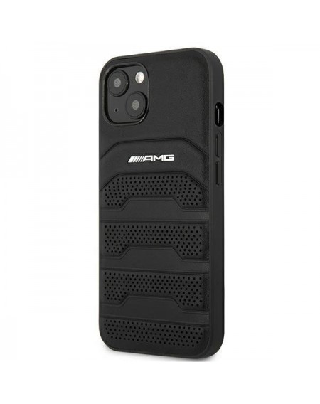 AMG AMHCP14MGSEBK iPhone 14 Plus 6,7 &quot;black / black hardcase Leather Debossed Lines