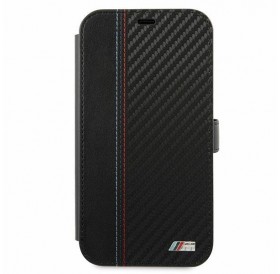 Etui BMW BMFLBKP12MMCARBK iPhone 12/12 Pro 6,1" czarny/black book M Collection PU Carbon Stripe