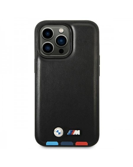 Case BMW BMHCP14L22PTDK iPhone 14 Pro 6.1 &quot;black / black Leather Stamp Tricolor