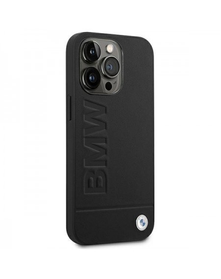 Case BMW BMHCP14LSLLBK iPhone 14 Pro 6.1 &quot;black / black Leather Stamp
