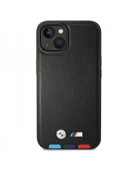 Case BMW BMHMP14S22PTDK iPhone 14 6.1 &quot;black / black Leather Stamp Tricolor Magsafe