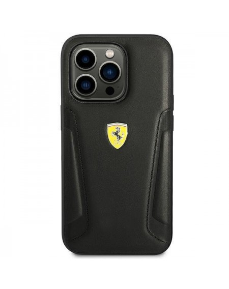 Ferrari FEHCP14LRBUK iPhone 14 Pro 6.1 &quot;black / black hardcase Leather Stamp Sides