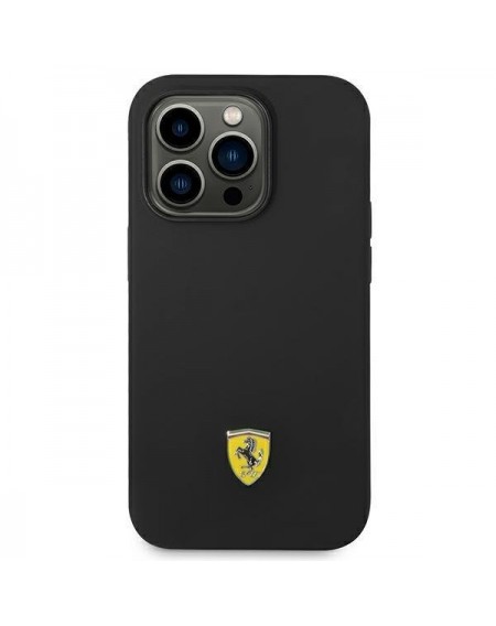 Ferrari FEHCP14LSIBBK iPhone 14 Pro 6.1&quot; black/black hardcase Silicone Metal Logo
