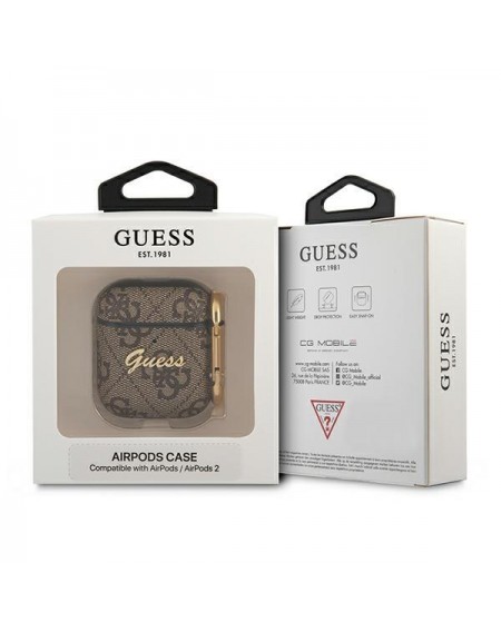 Guess GUA24GSMW AirPods cover brown / brown 4G Script Metal Collection
