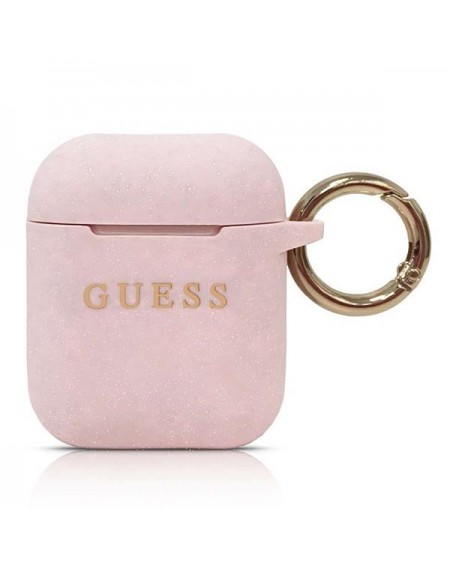 Guess GUACCSILGLLP AirPods cover light pink / pink Silicone Glitter