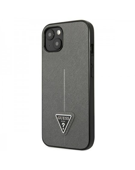 Guess GUHCP13SPSATLG iPhone 13 mini 5,4 &quot;silver / silver hardcase SaffianoTriangle Logo