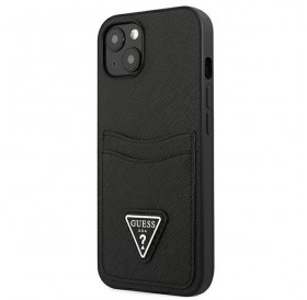 Guess GUHCP13SPSATPK iPhone 13 mini 5,4 &quot;black / black hardcase SaffianoTriangle Logo Cardslot