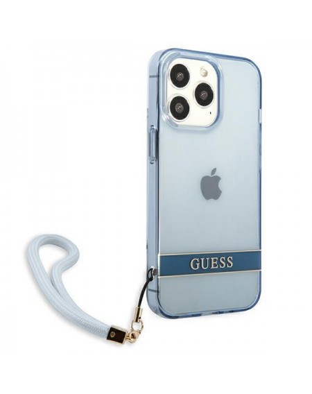 Guess GUHCP13XHTSGSB iPhone 13 Pro Max 6.7&quot; blue/blue hardcase Translucent Stap