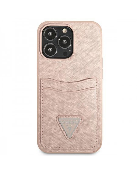 Guess GUHCP13XPSATPP iPhone 13 Pro Max 6.7 &quot;pink / pink hardcase SaffianoTriangle Logo Cardslot