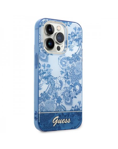 Guess GUHCP14LHGPLHB iPhone 14 Pro 6.1&quot; blue/blue hardcase Porcelain Collection