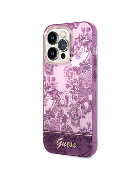 Guess GUHCP14LHGPLHF iPhone 14 Pro 6.1&quot; fuchsia/fuschia hardcase Porcelain Collection