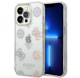 Guess GUHCP14LHTPPTH iPhone 14 Pro 6.1 &quot;clear / transparent hard case Peony Glitter