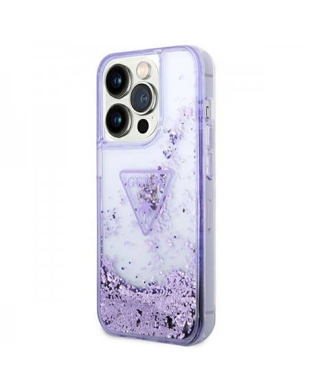 Guess GUHCP14LLFCTPU iPhone 14 Pro 6.1&quot; purple/purple hardcase Liquid Glitter Palm Collection