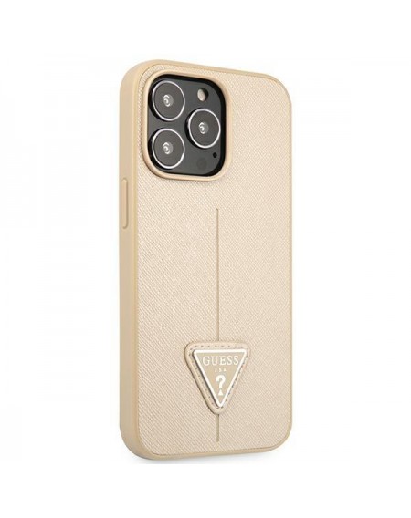 Guess GUHCP14LPSATLE iPhone 14 Pro 6,1 &quot;beige / beige hardcase SaffianoTriangle Logo