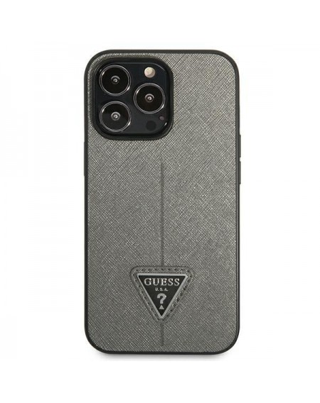 Guess GUHCP14LPSATLG iPhone 14 Pro 6.1 &quot;silver / silver hardcase SaffianoTriangle Logo