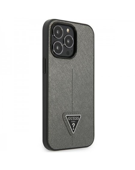 Guess GUHCP14LPSATLG iPhone 14 Pro 6.1 &quot;silver / silver hardcase SaffianoTriangle Logo