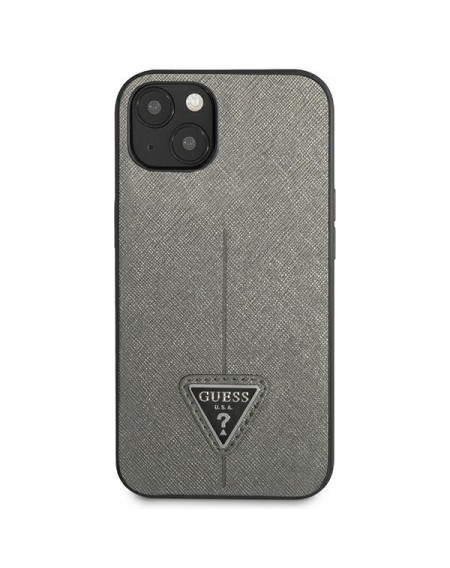 Guess GUHCP14MPSATLG iPhone 14 Plus 6.7 &quot;silver / silver hardcase SaffianoTriangle Logo