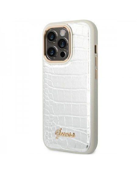 Guess GUHCP14XHGCRHS iPhone 14 Pro Max 6.7&quot; silver/silver hardcase Croco Collection