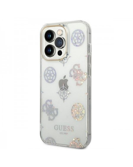 Guess GUHCP14XHTPPTH iPhone 14 Pro Max 6.7 &quot;clear / transparent hard case Peony Glitter