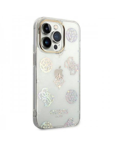 Guess GUHCP14XHTPPTH iPhone 14 Pro Max 6.7 &quot;clear / transparent hard case Peony Glitter