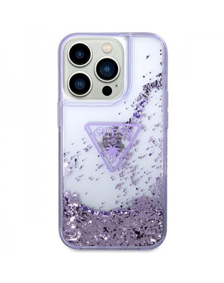 Guess GUHCP14XLFCTPU iPhone 14 Pro Max 6.7&quot; purple/purple hardcase Liquid Glitter Palm Collection