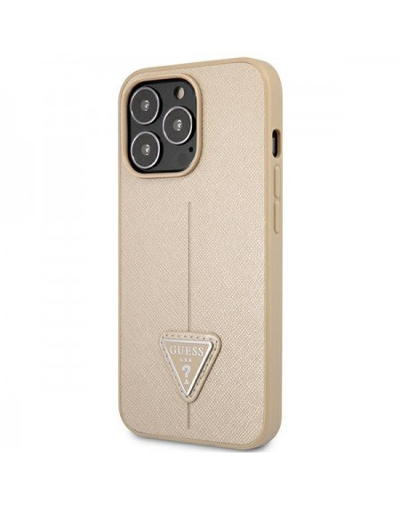 Guess GUHCP14XPSATLE iPhone 14 Pro Max 6,7 &quot;beige / beige hardcase SaffianoTriangle Logo