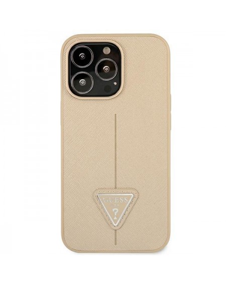 Guess GUHCP14XPSATLE iPhone 14 Pro Max 6,7 &quot;beige / beige hardcase SaffianoTriangle Logo