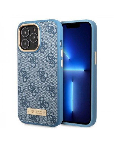 Guess GUHMP13LU4GPRB iPhone 13 Pro / 13 6.1 &quot;blue / blue hard case 4G Logo Plate MagSafe