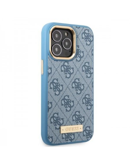 Guess GUHMP13LU4GPRB iPhone 13 Pro / 13 6.1 &quot;blue / blue hard case 4G Logo Plate MagSafe